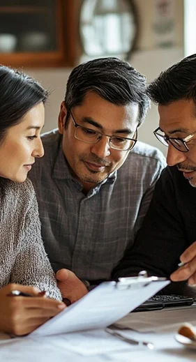 Team collaborating on a document