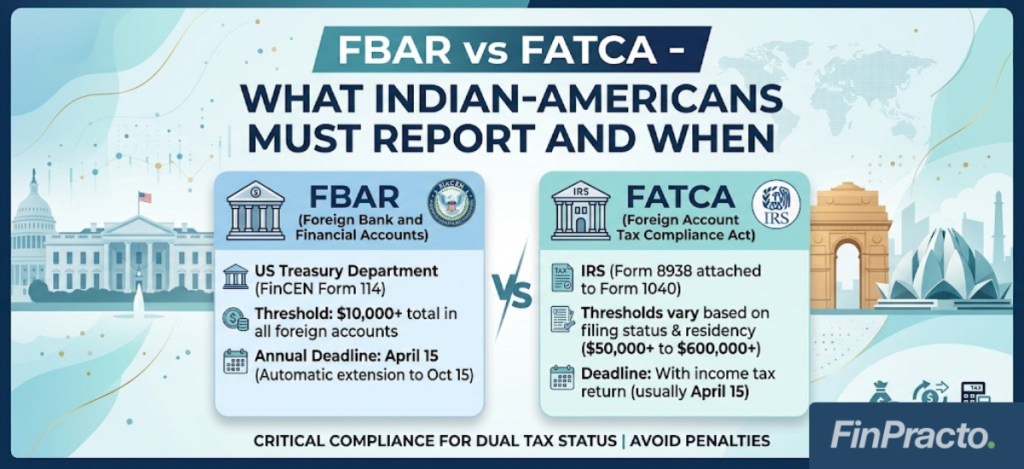 FBAR vs FATCA – What Indian-Americans Must Report and When (2026 Guide) 