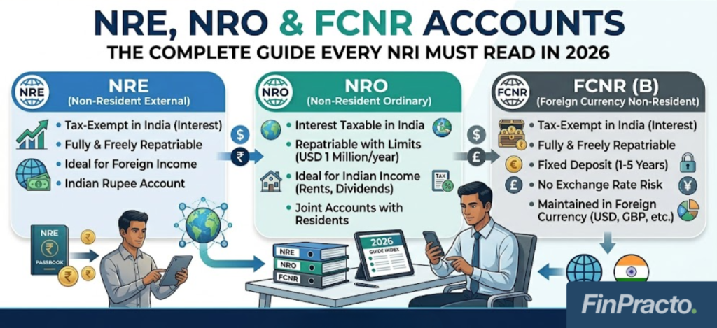 NRE, NRO & FCNR Accounts: The Complete Guide Every NRI Must Read in 2026 